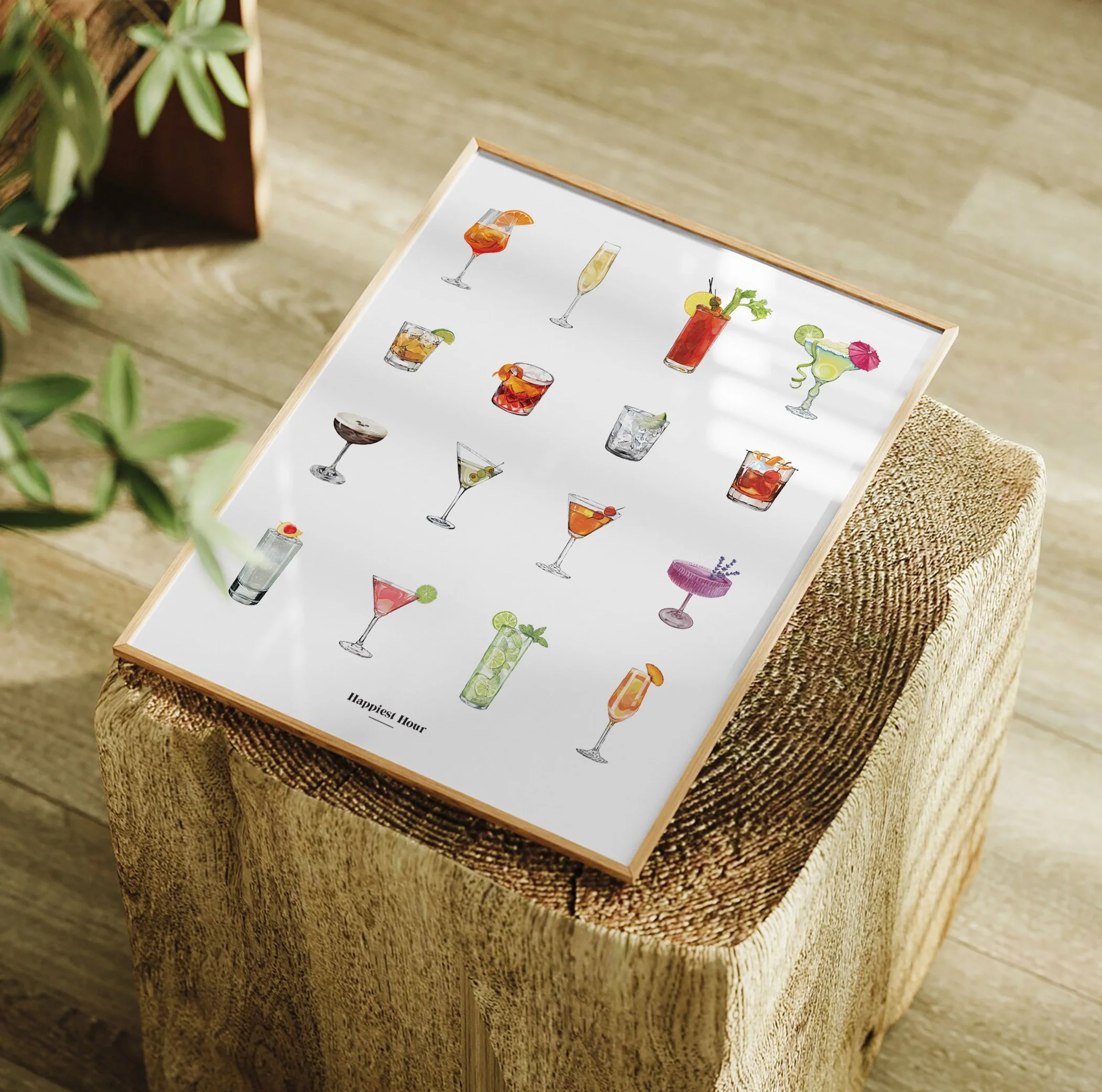 Happiest Hour Cocktail Poster | 8 x 10 — Boundary & Thorn
